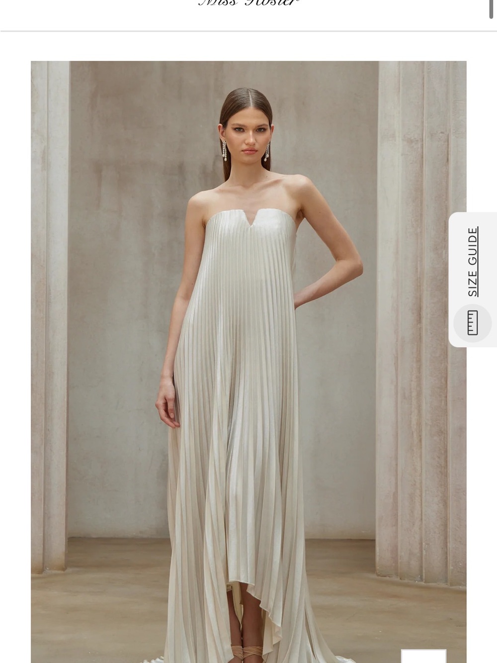 Miss Rosier Strapless Pleated Ivory Maxi Dress